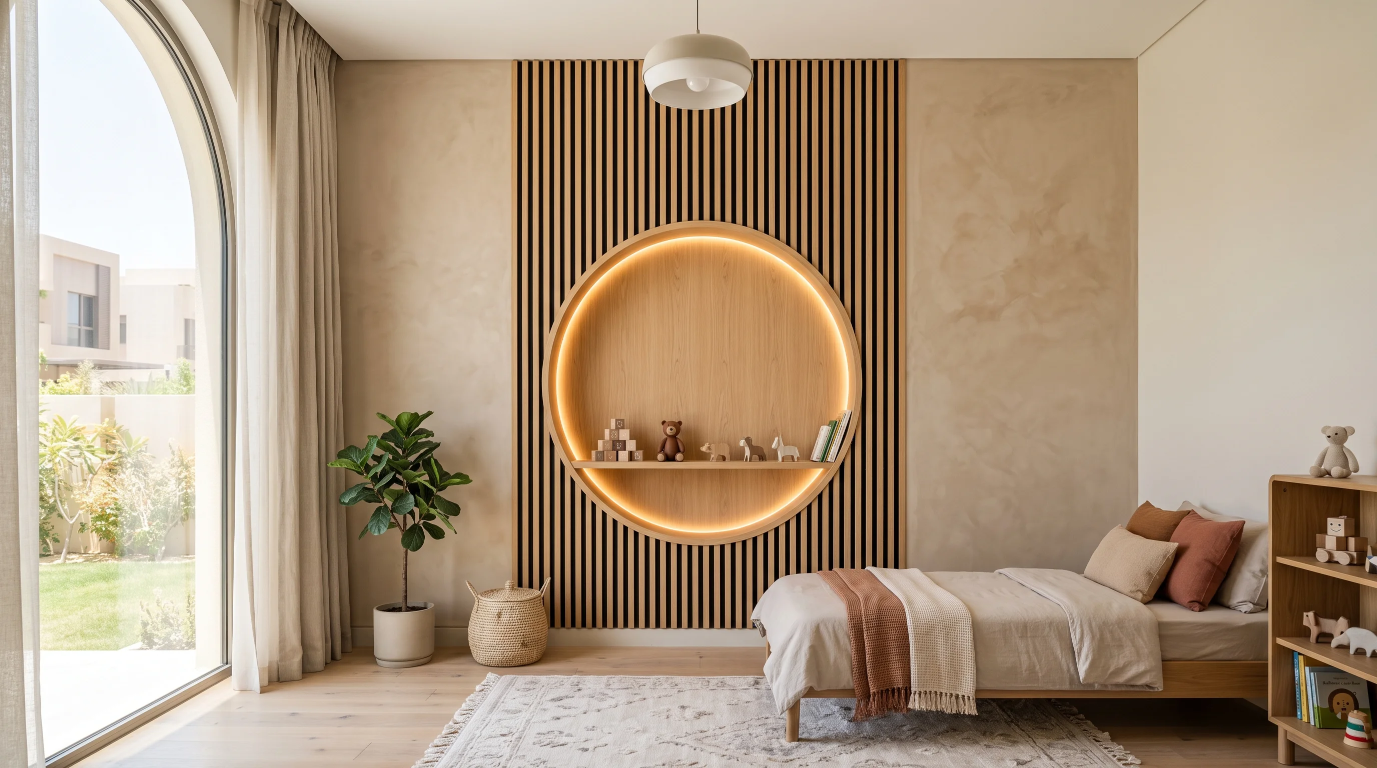 Magnetic chalkboard and pinboard wall feature in Lusail Marina apartment
